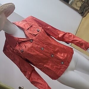 Joseph Ribkoff Sparkly Button Orange Blazer, made in Canada, size 10